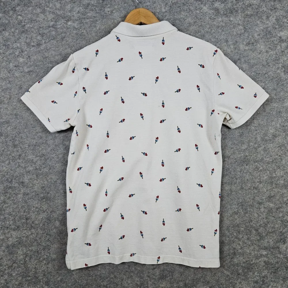 Aeropostale Youth Size M Ivory Polo Shirt 100% Cotton Popsicle Print Preppy Boys